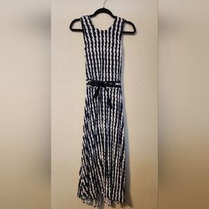 Chinti & Parker Navy Whirl Twist Back Jersey Maxi Dress